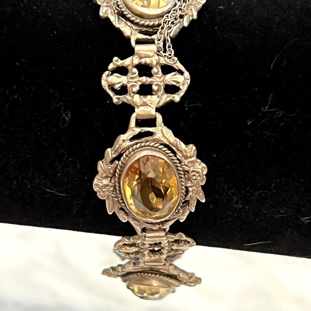 Lovely Delicate and Intricate Signed Sterling Citrine and Floral Peruzzi… - Picture 3 of 9